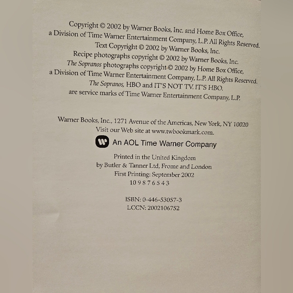 Collectible Italian Family "Sopranos" Cookbook Hardbound Excellent Condition - Picture 4 of 4